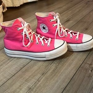 Hot Pink hightop platform converse